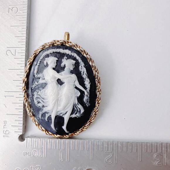 VTG Signed Western Germany Resin Cameo Brooch Pendant Mid Century Classical Rev - Picture 10 of 16